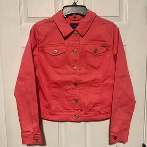 Isaac Mizrahi Vibrant Coral Jean Jacket size 2